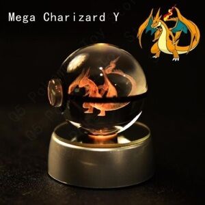 BNWT Pokemon 3D Crystal Ball Night Light Lamp Statue - Mega Charizard Kids Gift